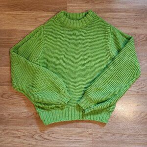 ASOS boxy crew neck with balloon sleeve green sweater
